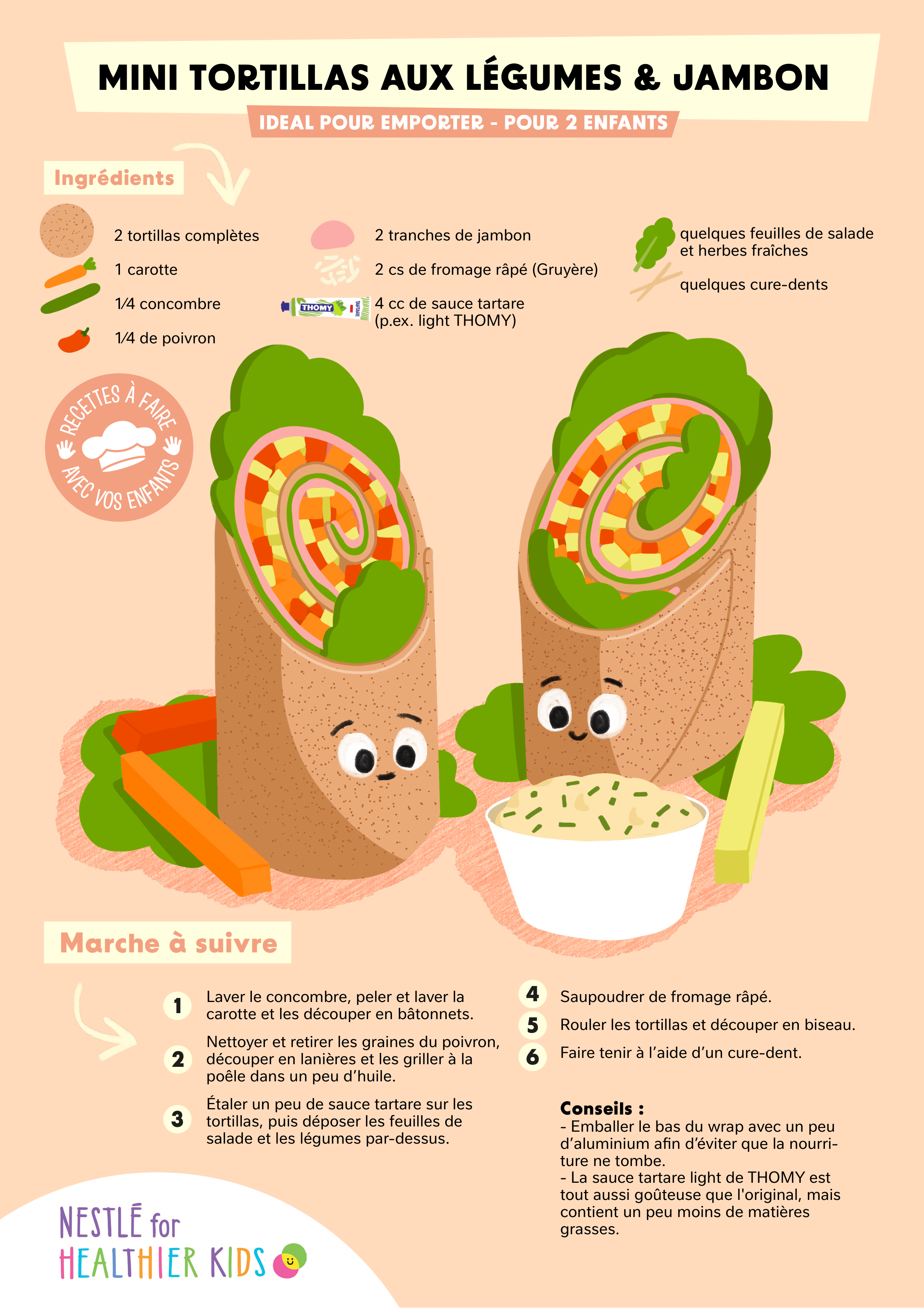 Mini tortillas aux légumes et jambon