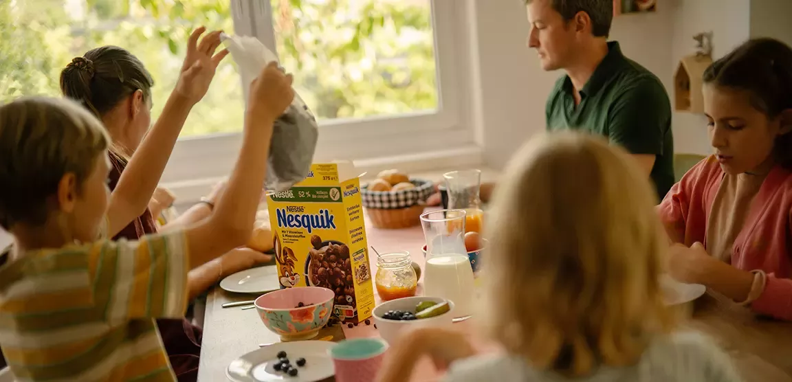 Children having a breakfast