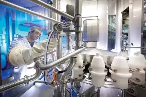 Arbeiter in einem Molkereibetrieb
